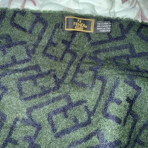 Fendi Dark Green and Black Patterned Scarf